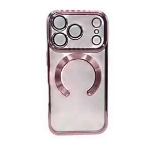 iPhone 17 Pro Clear Protective Case Pink‎ Metallic Trim NEW